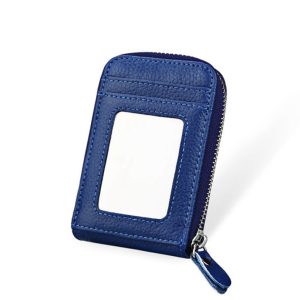 Portable RFID Anti-scan Genuine Leather 12 Card Slots Coins Bag Wallet Credit Lock ID Card Holder