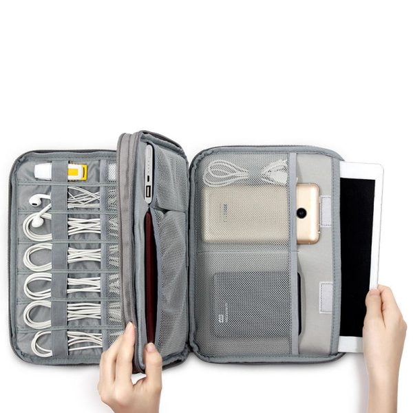 Boona 27cm*20cm Double Layer Digital Accessories Storage Bag U Disk Memory Card USB Cable Tablet Organizer Travel Bag