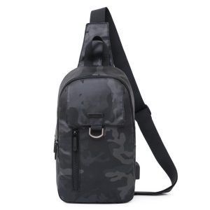 Camouflage with USB Charging Port Breathable Lightweight Mobile Phone Messenger Bag Chest Bag