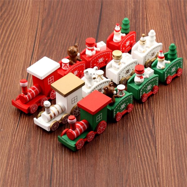 Christmas Train Decorations Painted Wood