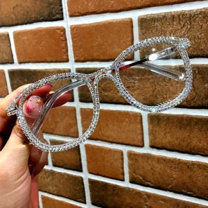 Clear Glasses Gold Rhinestone Eyewear