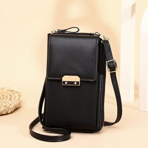 Fashion Multi-Pockets PU Leather Mobile Phone Women Shoulder Bag Crossbody Bag