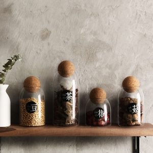 Glass Canister with Cork Lid Kitchen Organizer