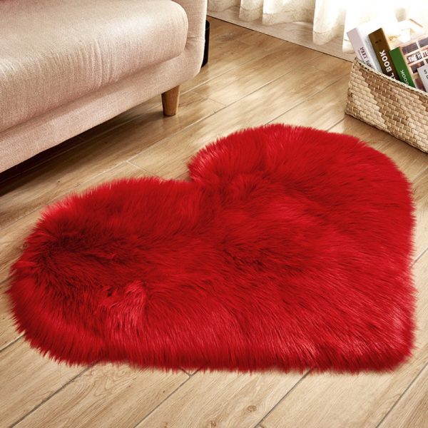 Heart Rug Decorative Faux Fur Mat