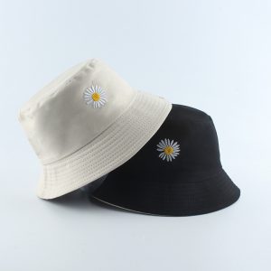 Ladies Bucket Hat With Daisy Embroidery
