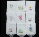 Ladies Handkerchiefs Embroidered Flower (3Pcs)