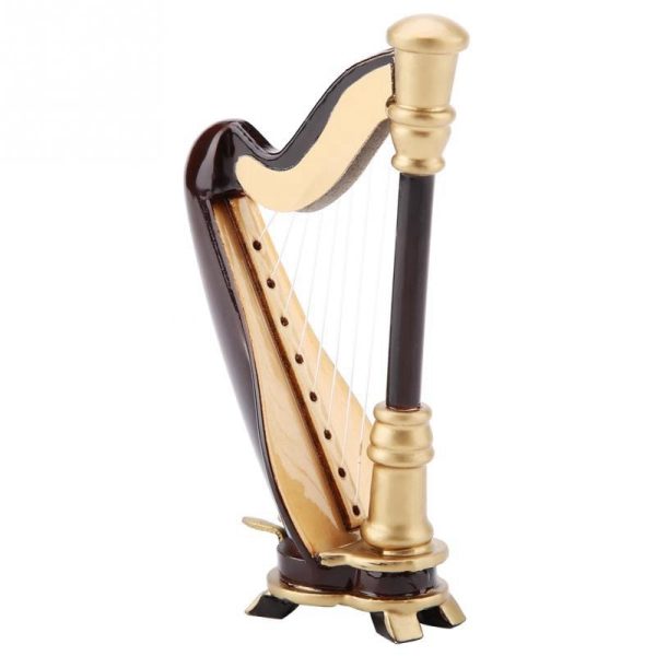 Mini Harp Wooden Instrument Decor
