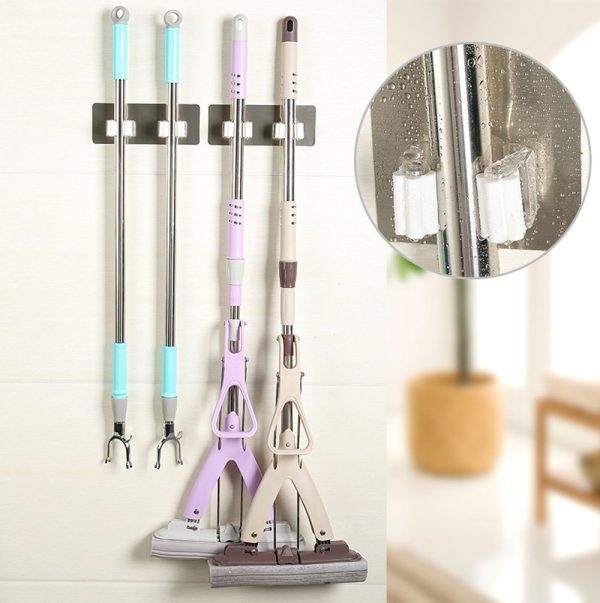Mop and Broom Holder Wall-Mount Rack