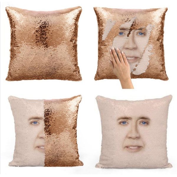 Nicolas Cage Sequin Pillow Funny Pillow