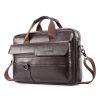 PI UNCLE 15.6 inch Multifunction Multi-Pocket Genuine Leather Macbook Storage Bag Men Briefcases Shoulder Crossbody Bag