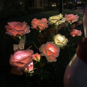 Spring Artificial Rose Solar Garden Stake Lights