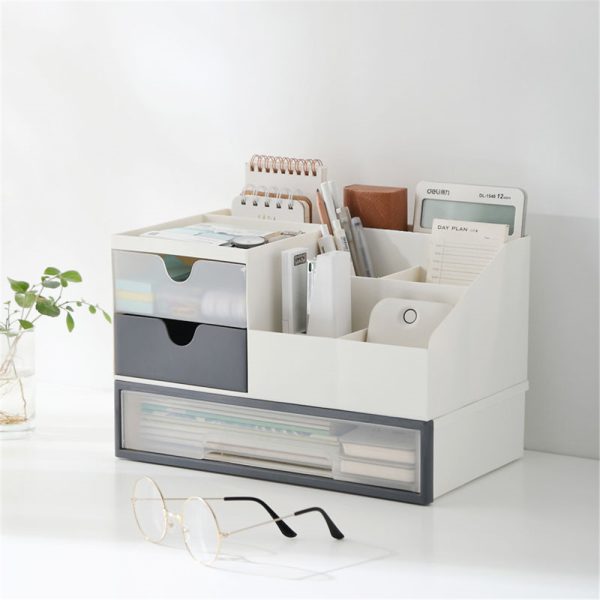 Storage Box 2 Layers Desk Office Organizer Storage Holder Concise and Clean
