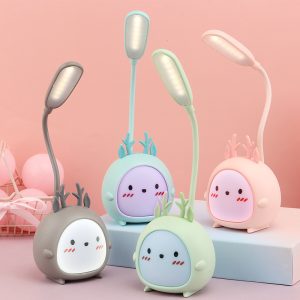 Table Lamp USB Rechargeable Desk Lamp 3-speed Dimming Cute Night Light