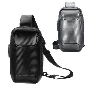 Travel Anti-Theft Carbon Fibre Pattern Anti-Theft Lock Shoulder Chest Bag with USB Oxford Cloth Men Macbook Storage Bag Backpack
