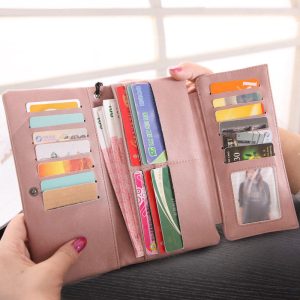 Women PU Leather Wallet Zipper Purse Credit Card Clutch Holder Phone Bag