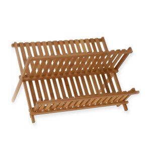 Wooden Dish Rack Foldable Plate Drainer