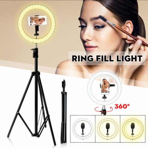 10'' Dimmable LED Ring Light Tripod Stand Phone Holder Selfie Live Youtube Live