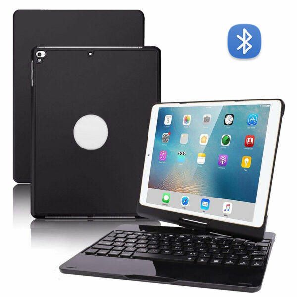 2 in 1 Multi-functional 78 Keys 450mAh 360 Degree Rotation Wireless bluetooth with 7-Color Backlight Aluminium Alloy Laptop Keyboard Protective Case for iPad 10.2 / 10.5 inch
