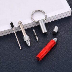 6 in 1 Retro Metal Multifunction Mini Ballpoint Pen Capacitive Touch Screen Stylus Drawing Pen with Scale