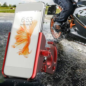 Aluminum Alloy Bike Motorcycle Phone Holder 360 Degree Rotation For 4.0 Inch - 6.4 Inch Smart Phone