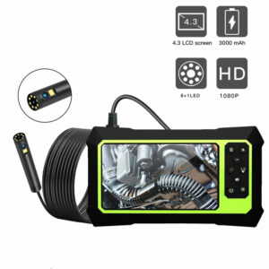8MM Borescope Dual Lens 1080P HD Industrial Inspection Camera 8 Adjustable LED Light IP67 Waterproof 3000mAh TF Card Video Camera Flexible Hard Line 2/ 5M with 4.3inch LCD Screen