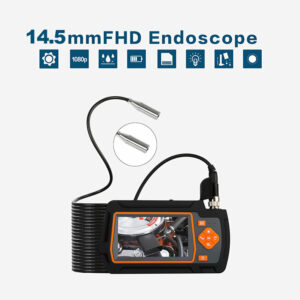 AGC-430 Industrial Borescope Camera 14.5MM 1080P FHD Atuo Focus Inspection Camera 6LED IP67 2600mAh Flexible Hard Line 1/5/10/20M with 4.3 Inch LCD Screen