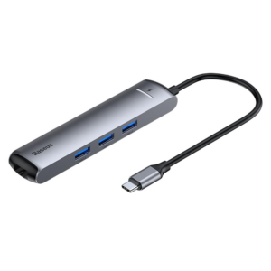 Baseus 6 in 1 USB-C Type-C Hub Adapter with 3 * USB 3.0 Ports/Type-C PD Charging Port/4K HD Display Interface/Gigabit RJ45 Network Port For Type-C Smart Phone Laptop MacBook