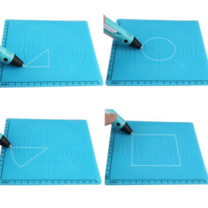 D-Type Blue 3D Printing Pen Drawing Tools Silicone Design Mat with Basic Template + 2pcs Insulation Silicone Finger Caps Kit