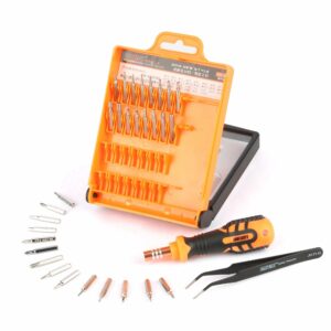 JAKEMY JM-8100 32 IN 1 Multifunctional Precision Screwdriver Set with Adjustable Ratchet Handle and Tweezers for Electronics Mobile Phone Watch Repair