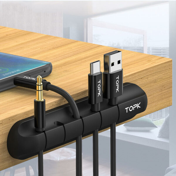 TOPK Desktop Tidy Management Cable Organizer Winder For iPhone X XS HUAWEI MI9 S10 S10+ Data Cable and Mouse Headphone Wire