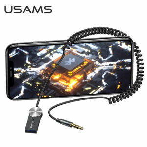 USAMS US-SJ464 Car bluetooth 5.0 Wireless Audio Receiver USB 3.5mm AUX Jack Built-in MIC Support Hands-free Calling Navigation Broadcast