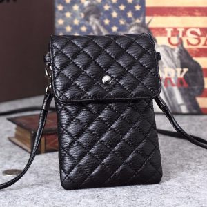 Universal 6 Inches Mini PU Double-deck Wallet Shoulder Bag For iPhone Xiaomi Huawei Samsung
