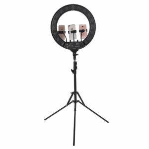 18 inch LED Ring Light 3 Phone Clip Dimmable Fill Light with 210cm Tripod Stand Remote Control for Youtube Tiktok Live Broadcast