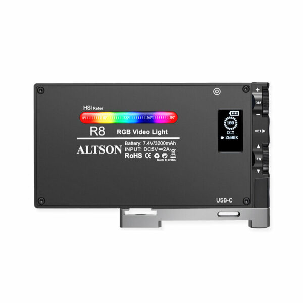 ALTSON R8 RGB Video Light Panel Lamp Full Color LED Camera Light 12 Multiple Light Scene Effects with Rotating Arm Cold Shoe