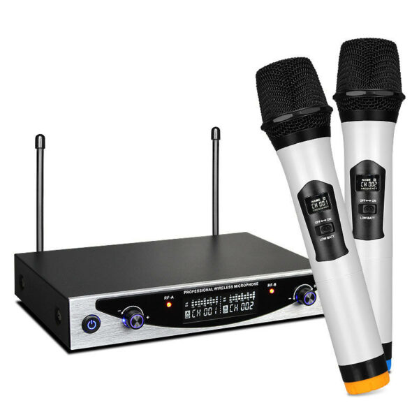 BAOBAOMI MU-899 Dual Channel Wireless Karaoke Microphone System with LCD Display for Home Party Conference Meeting Bar KTV