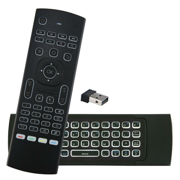 MX3 Wireless QWERTY White Backlit 2.4GHz Keyboard Air Mouse with Microphone For TV Box MINI PC