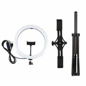 PULUZ PKT3066B 10.2 Inch Dimmable LED Selfie Video Ring Light with PU457B Tripod for Youtube Tik Tok Live Streaming