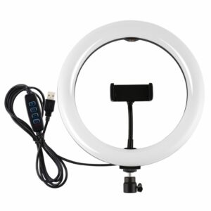 PULUZ PKT3070B 10.2 inch 3 Modes Dimmable LED Ring Light Vlogging Lighting for Youtube Tik Tok Live Broadcast Selfie Photography Lamp