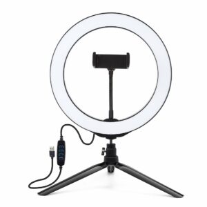 PULUZ PKT3071B 10.2 Inch 3 Modes Dimmable USB LED Ring Light with Desktop Tripod Phone Holder for Photography Vlog Video