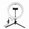 PULUZ PKT3072B 10.2 Inch 3 Modes Dimmable USB LED Curved Ring Light with Desktop Tripod Phone Holder for Photography Vlog Video
