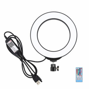 PULUZ PKT3075B 6.2 inch 16cm USB RGBW Dimmable LED Ring Light for Broadcast Live Video Vlogging Photography with 22cm Tripod