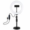 PULUZ PKT3078B 7.9 Inch 3 Modes Dimmable USB LED Curved Ring Light with Desktop Tripod Phone Holder for Photography Vlog Video
