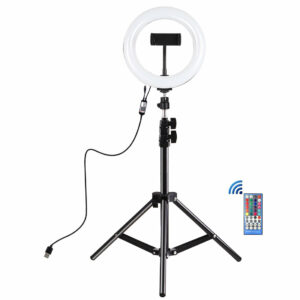 PULUZ PKT3088B 7.9 Inch 20cm RGBW RGB Fill Ring Light LED Lamp with Tripod Support Bluetooth APP Remote Control for Photography Studio Live Broadcast TikTok