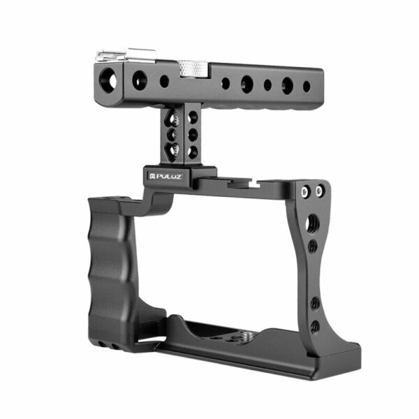 PULUZ PU3051B Vlogging Camera Video Cage Steadicam Rig Kit Vlog Rig Stabilizer with Handle Grip For Canon EOS M50 DSLR