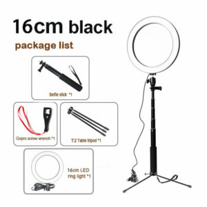 Yingnuost 5500K Dimmable Video Light 16cm LED Ring Lamp with Wrench Selfie Stick tripod for Youtube Tik Tok Live Streaming