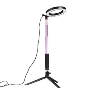 Yingnuost Dimmable Video Ring Light 20cm LED Makeup Lamp with Selfie Stick Tripod bluetooth Shutter for Youtube Tik Tok Live Streaming