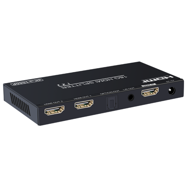 Ymiko B12SA 1×2 HDMI 2.0 Splitter Aluminium Alloy with Scaler/Audio Extract 100‑240V HDCP 2.2 and HDCP 1.4