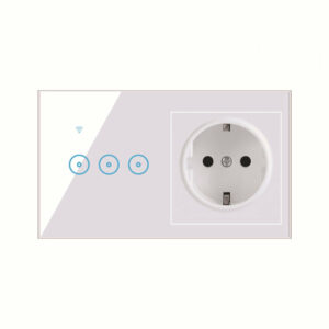 2 In 1 1/2/3 Way Wall Smart Switch Socket Touching Tempered Glass Smart Light Controlling Panel Work With Ewelink Smart Life