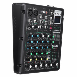 6 Channel bluetooth DJ HD Mic Audio Mixer Control LED Digital Display Music Stream with USB Interface