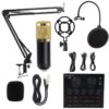 9in1 Condenser Microphone Kit Live Sound Card Microphone Stand Shock Mount Professional Mic Set for Broadcast Singing K Songs